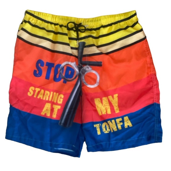 Police Themed Novelty Swim Shorts Men's Size XL - Picture 3 of 5